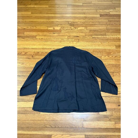David Dart Linen Jacket Women's Size XL Wearable Art Button Front Black - Picture 4 of 4
